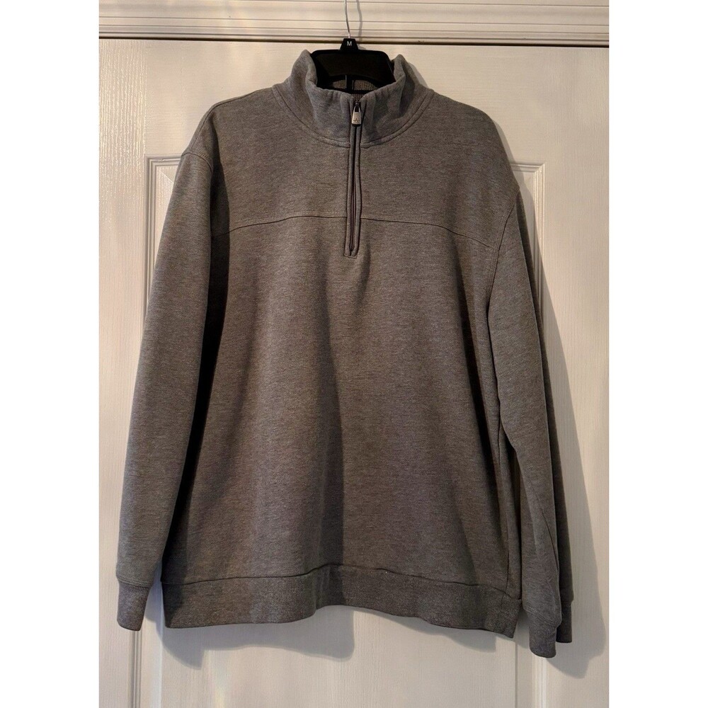 Arrow Men's Gray 1/4 Zip Mock Neck Knit Pullover Sweatshirt XL